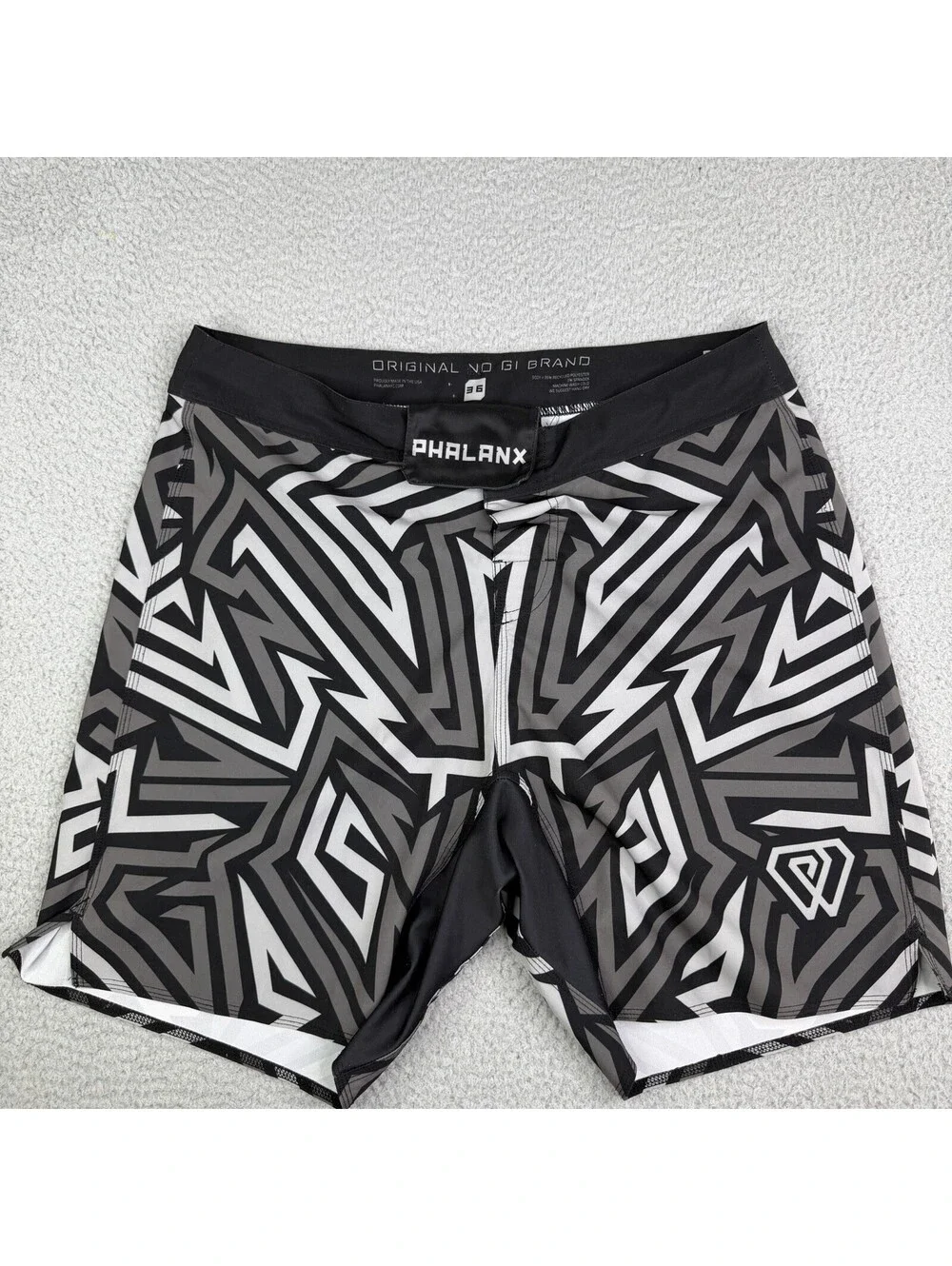 Phalanx Shorts Mens 36 Gray Geometric Performance Grappling Jiu Jitsu Combat UFC